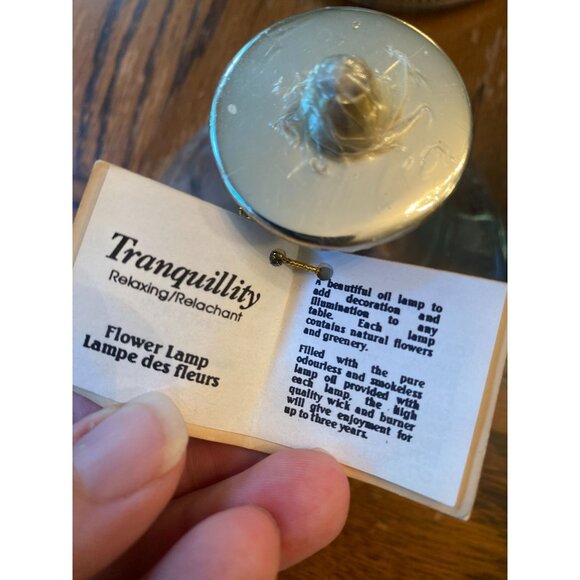 Lot Of 3 Vintage Glass Oil Lamps With Dried Flowers & Heart-Shaped Design Boho D - Picture 11 of 12